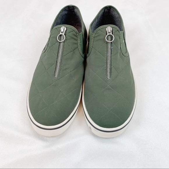 Zara zip quilted slip on sneakers olive green - Picture 1 of 8